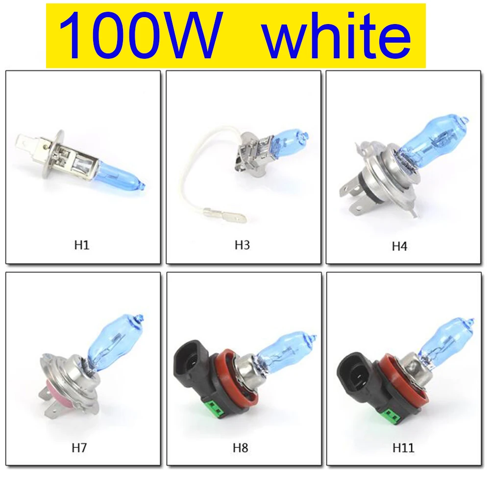 12 V 100 W 6000 K 3000 K белый желтый/Золотой Авто HOD галогенные лампы H1 H3 H4 H7 Замена фар лампы для ДХО противотуманные фары