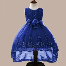 Платье принцессы для девочек, кружевной Детский костюм без рукавов с цветами на свадьбу, день рождения, торжественные платья подружки невесты для девочек, M09
