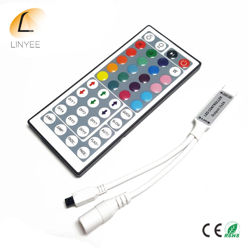 

DC12V 6A 44Key Mini IR Remote Controller For RGB Led Strip Flexible Tape SMD3528 5050 RGB LED Strip Lights