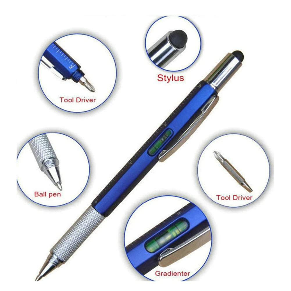 Ballpoint Pen Screwdriver Ruler Spirit Level With A Top Scale Stylus For Touch Screen Metal&Plastic Multi Function Tool Pen