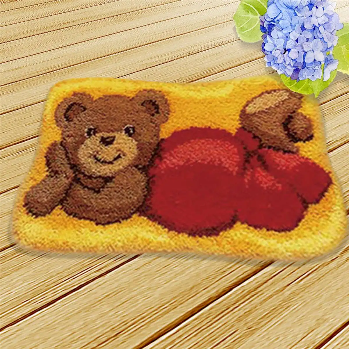 Hippo Bear Bowknot Latch Hook Kit DIY Cushion Carpet for Kids Adult Gift