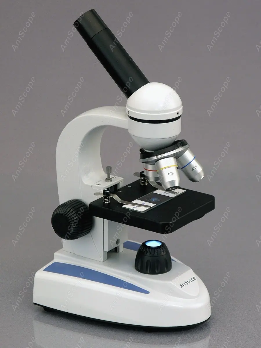 

Student Compound Microscope -AmScope Supplies 40X-1000X Glass Optics Metal Frame Student Compound Microscope + Slides