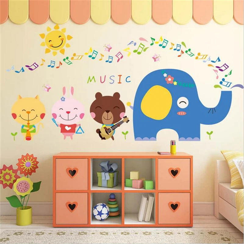 

1Pcs Cartoon Music symbol Vinyl Wall Stickers For Kids Rooms Children's Room Decoration Wall Decals Adesivo De Parede Posters
