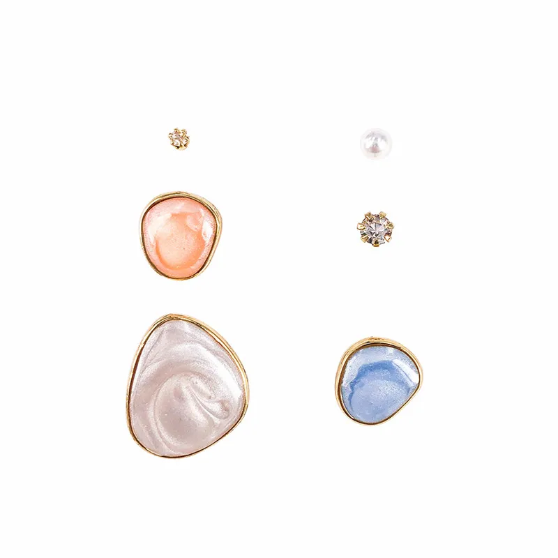 Женские серьги гвоздики 6 шт. карамельные цвета стразы Модные Разноцветные