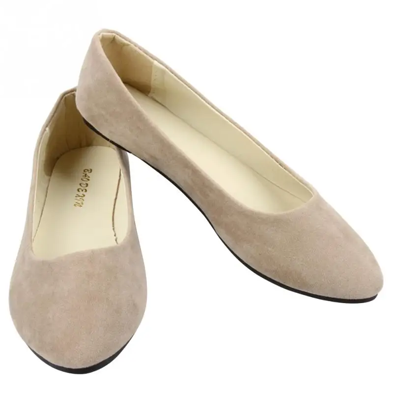 

2018 Women Fashion Spring Ladies Pointed Toe Flat Ballet Flock Shallow Shoes Loafers Slip On Casual Shoes for Wowen