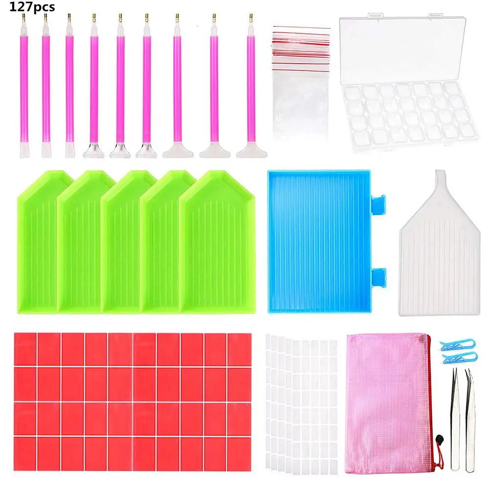 

127pcs/Set Diamond Painting Tools Storage Box Set For DIY Crafts Cross Stitch Kit Mosaic Storage Case