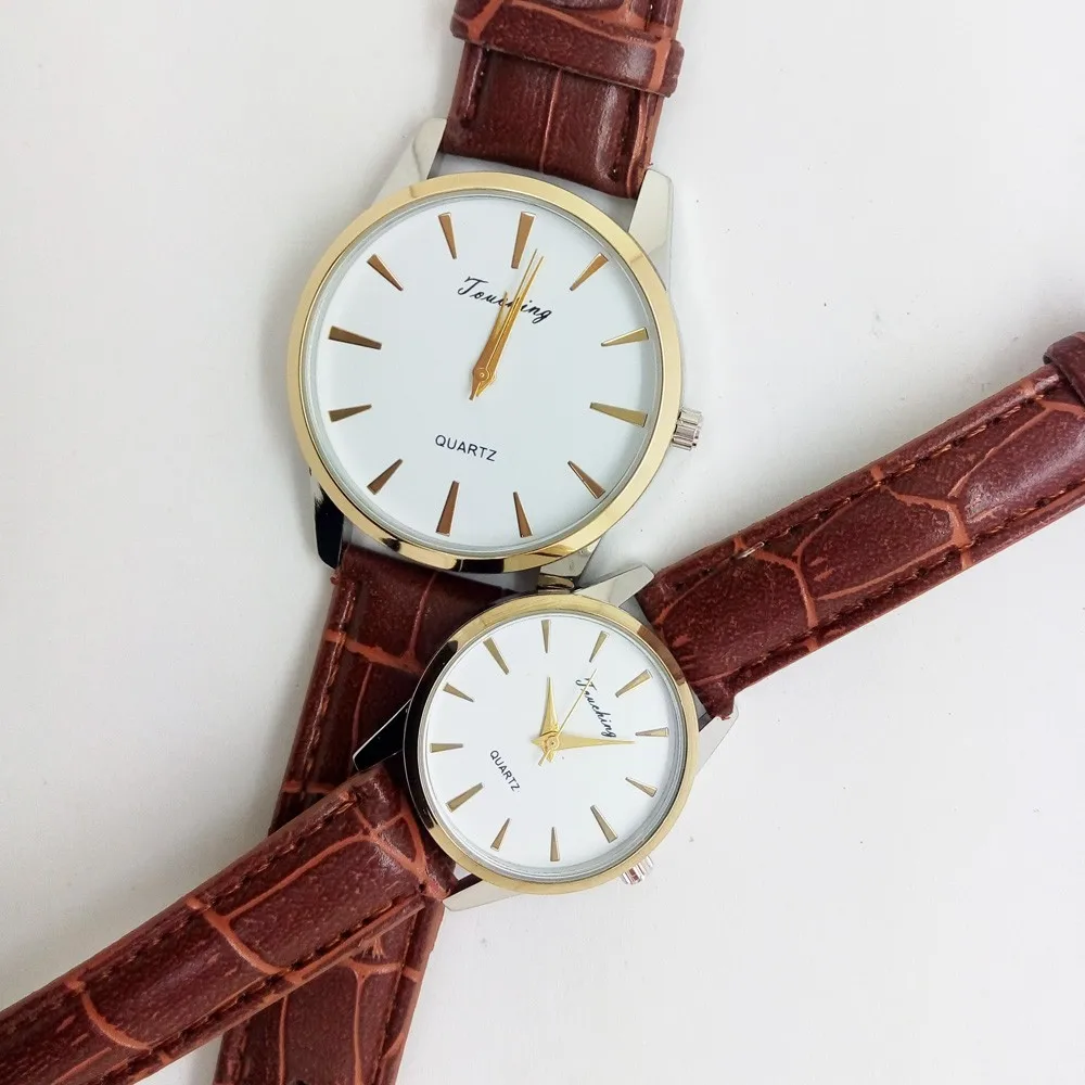 Cheap Quartz Watch lovers Watches Women Men Dress Watches Leather Dress