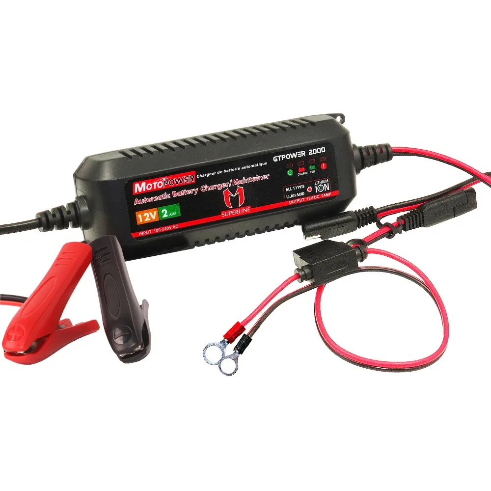 MOTOPOWER 2AMP التلقائي الذكية 12 V سيارة شاحن بطارية لكلا بطاريات حمضية رصاصية و ليثيوم أيون بطاريات دراجة نارية قارب