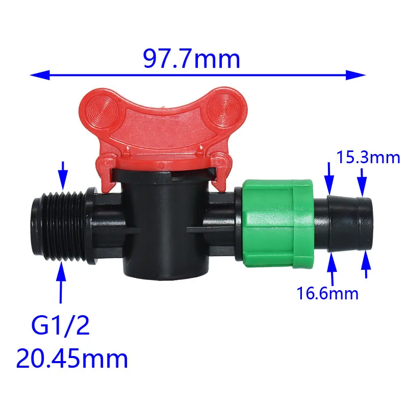 Парниковых капельного ленты нажмите мужской 1/2 до 5/8 "клапан орошения 16 мм Мини клапан waterstop разъемы Барб коснитесь 12 шт