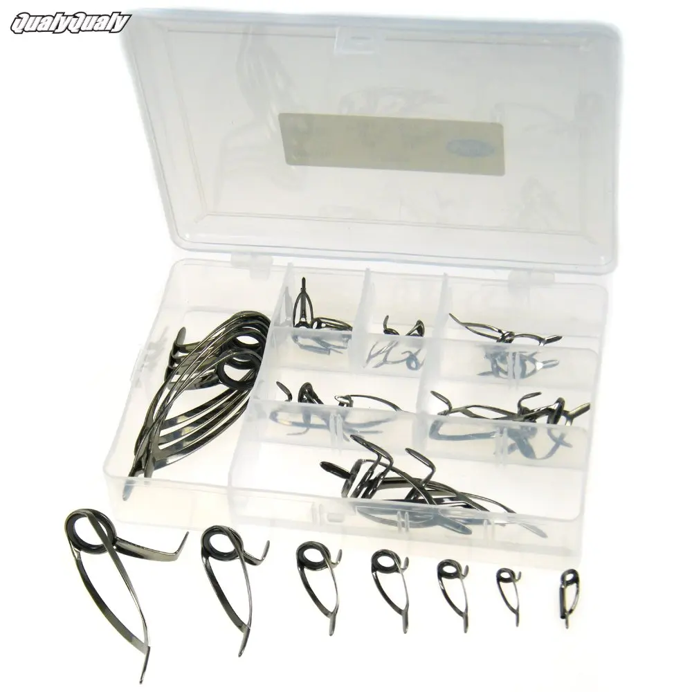 QualyQualy 35 Pcs Fishing Rod Guides Tip Tops Repair Kit Sea Heavy Duty