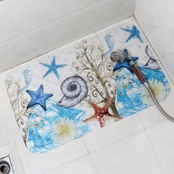 

Simple Marine Animal Massage Bathroom Mat Safflower Antibacterial PVC Bathroom Non-slip Bathroom Mats