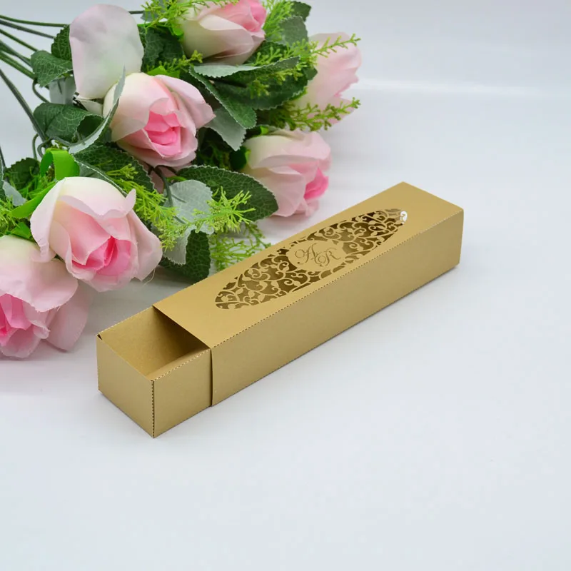 Индийский имя Cutom золотой металлик внутренняя приглашения бумаги коробки для свадьбы - Цвет: Light brown pearl