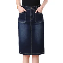 Осенняя новинка, женская джинсовая юбка, высокая талия, карман, тонкая, сексуальная, офисная, элегантная, джинсовая юбка, весна, большие размеры, 6XL, женская одежда, AA311