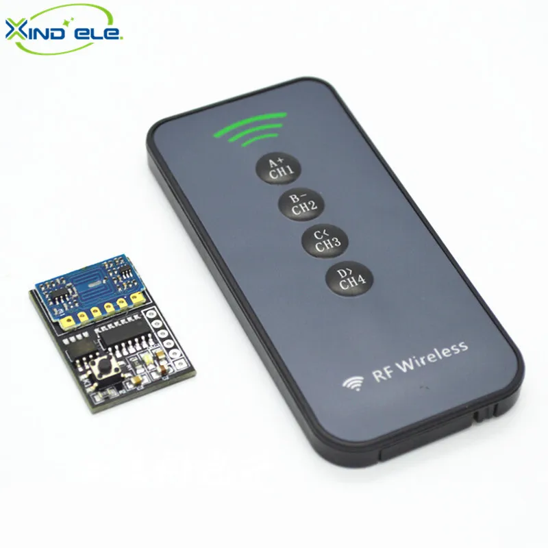 

XIND ELE 4 Way 433mhz Remote Control Switch Board Learning 5V DC with 4-key Transmitter For DIY Home Auto #RF-4LB-433+PM4#
