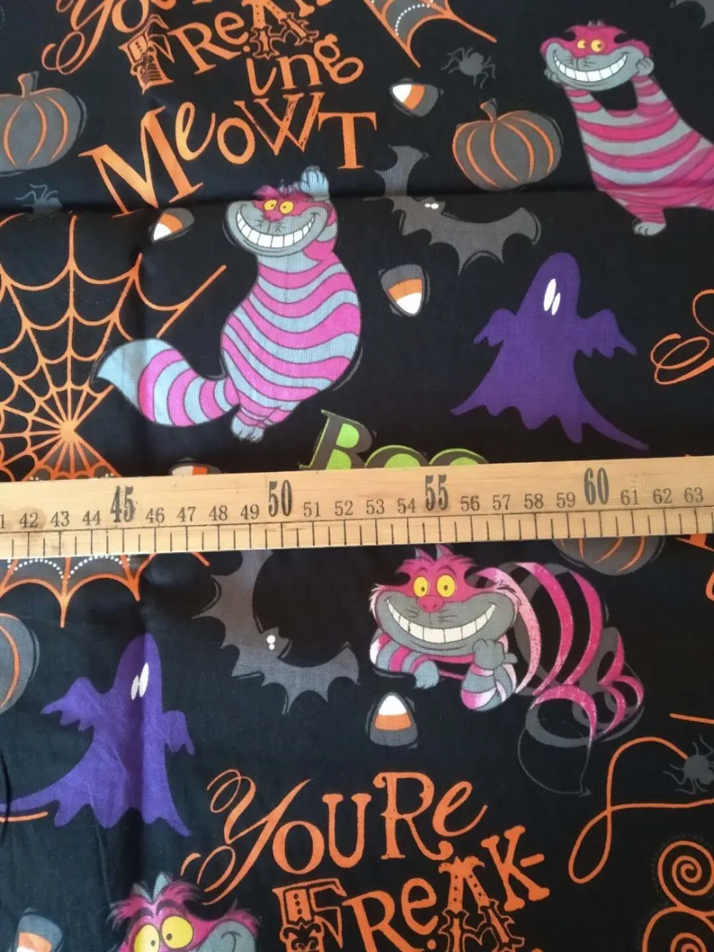 

100*140cm Halloween Alice cat Cotton Sewing Fabric DIY Handmade Material Hometextile Shirt hatPatchwork
