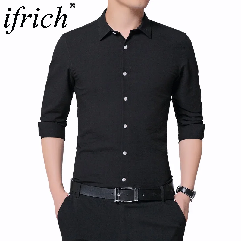 Buy Spring&Autumn Men's Business Dress Shirts Male Formal Button-Down Collar Shirt Fashion Men's Casual Gray White Black Dress Shirt for only 38.88 USD Buy Spring&Autumn Men's Business Dress Shirts Male Formal Button-Down Collar Shirt Fashion Men's Casual Gray White Black Dress Shirt for only 38.88 USD