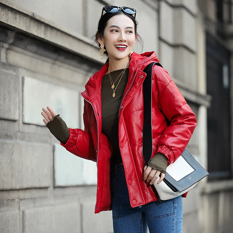 Slim Manteau Manteaux Z1038 Véritable Duvet Hiver Vintage Veste Mouton Européenne Vêtements Canard En Court Peau rouge Automne Nouveau Noir Cuir Femmes De 6fOqqwnU
