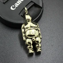 1PC latón suerte hombre gordo forma colgante llavero con anilla de bricolaje accesorios decorativos EDC multipropósito colgante