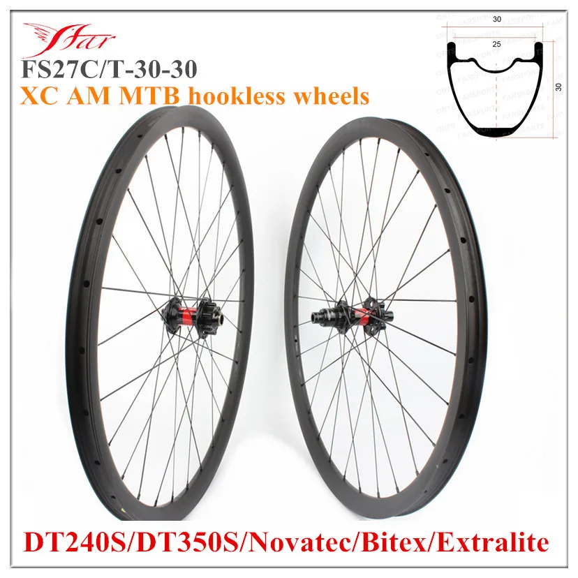 

FS27C/T-30-30 MTB carbon wheels 27.5er clincher hookless wheels 30W * 30D MTB bike wheels 28H Farsports tubeless carbon wheels