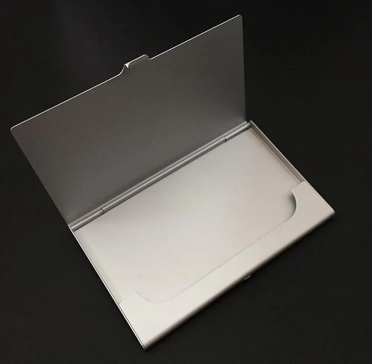 

Voberry Silver Business Card Holder - Flip Style - Metal Business Card Holder Credit Card Holder Card Case Men Wallets