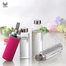 Luluhut drinkware botella Portátil de Viaje El nuevo diseño de botella de vidrio Transparente botella de agua botella de cristal del té que bebe
