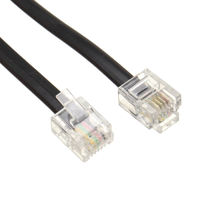 المحمولة النحاس النقي 0.6 M خط الهاتف الحبل سلك كابل اتصال 6P4C RJ11 DSL مودم الفاكس الهاتف إلى جدار أسود ل الهاتف