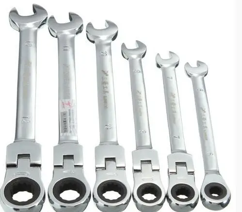 

Doersupp 6pcs/set 6mm-12mm Metric Head Ratchet Spanner Flexible Pivoting Gear Stainless Steel Wrench Tool