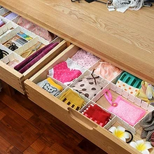 6 Pcs Plastic DIY Grid Drawer Divider Panel Household Storage Organizer Partition