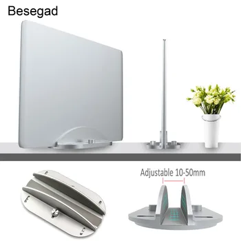 

Besegad Adjustable Vertical Laptop Stand Aluminum Alloy Space Saving Desktop Dock Holder for Apple MacBook Air Notebook Stand