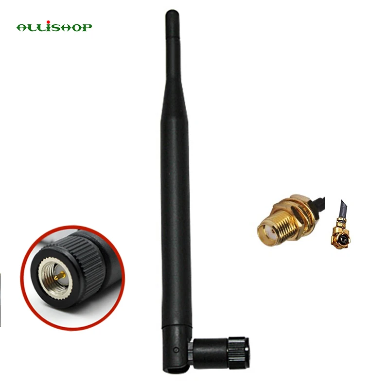 

ALLISHOP 5Pcs High Gain 5dBi 868MHz Wireless WIFI WLAN Antenna Booster SMA Male For Router Network+15cm IPX to SMA 1.13 Cable