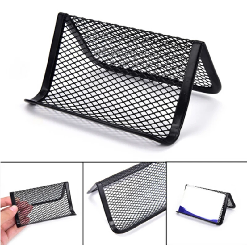 

1pc Card Holder Shelf Business Cards Display Stand Office Metal Wire Mesh Card Desk Organizer Phone Stand
