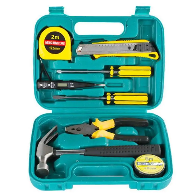

9pcs/set Manual Hardware Tool Kit Screwdriver+Knife+Wire Pliers+Toolbox+Digital Pen with Plastic Toolbox Storage Case