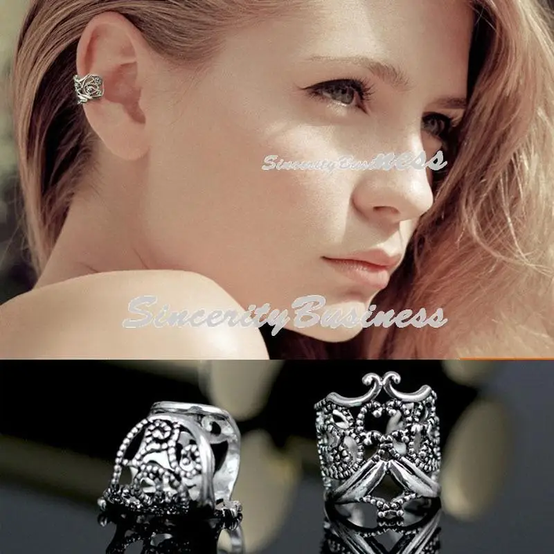 new arrival hot sale earrings ,earring jackets,Openwork cross Tremella ear clip,No piercings no pain ear clip