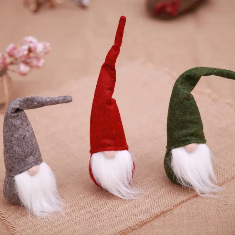 

Cute Christmas Gnome Plush Desktop Decor Ornaments Mini Spirit Doll with Long Cap Spirit Decor for Home Bar Christmas Supplies