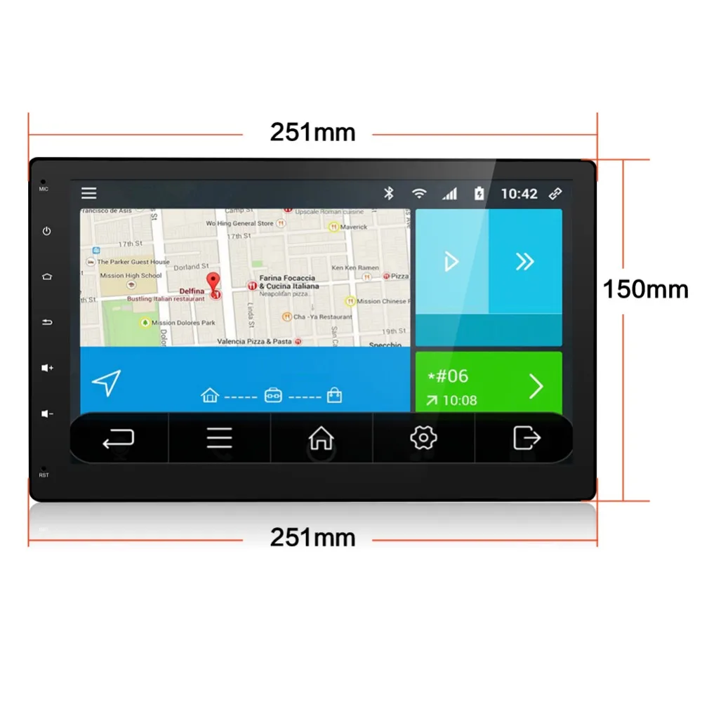 Best Android 7.1 1024*600 Quad Core 2G 10.1 inch Double 2 din Car GPS DVD Player Bluetooth Stereo Sat Nav RDS WIFI Multimedia 4