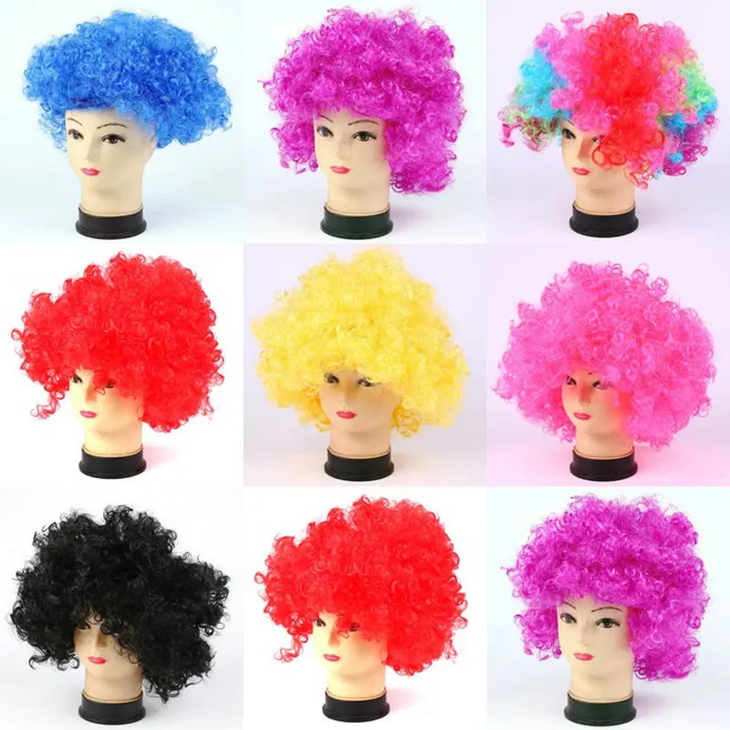 Clown Wigs Curly Afro Funny Masquerade Fans Carnival Party Cosplay