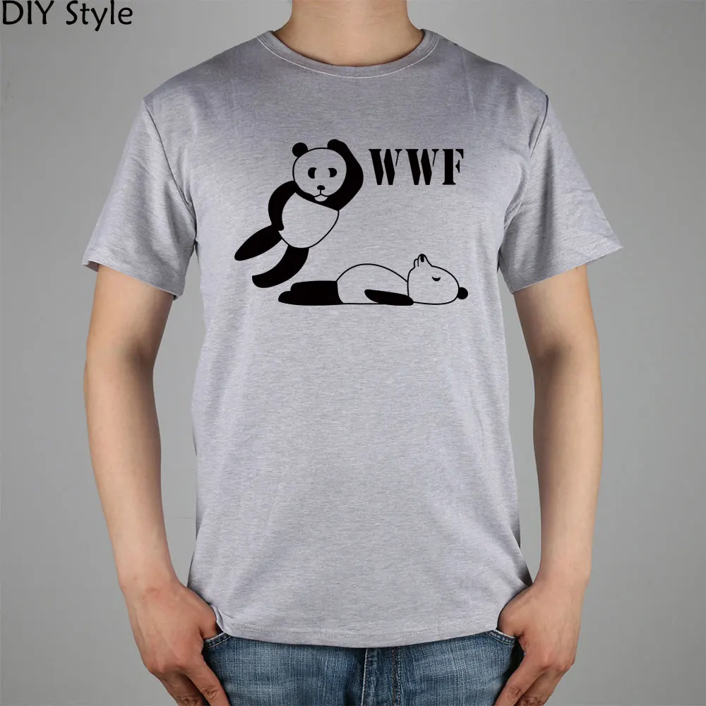 Tca الباندا المصارعة wwf الباندا t-shirt أعلى ليكرا القطن الرجال تي شيرت