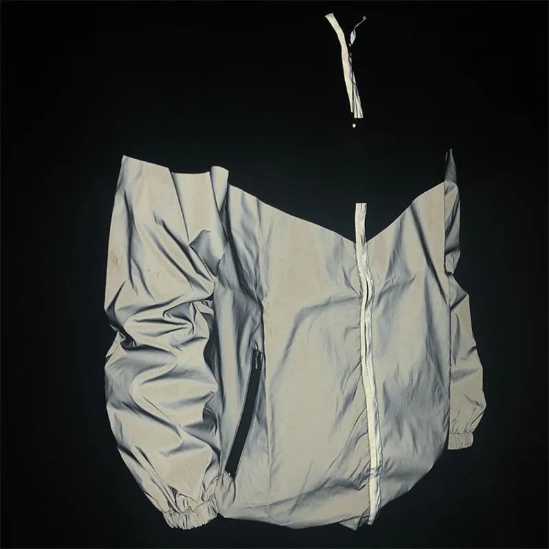 

2019 Men Patchwork Reflective Night Windbreaker bomber Hooded jackets streetwear skateboard Casual hoodies zipper Jacket Coat