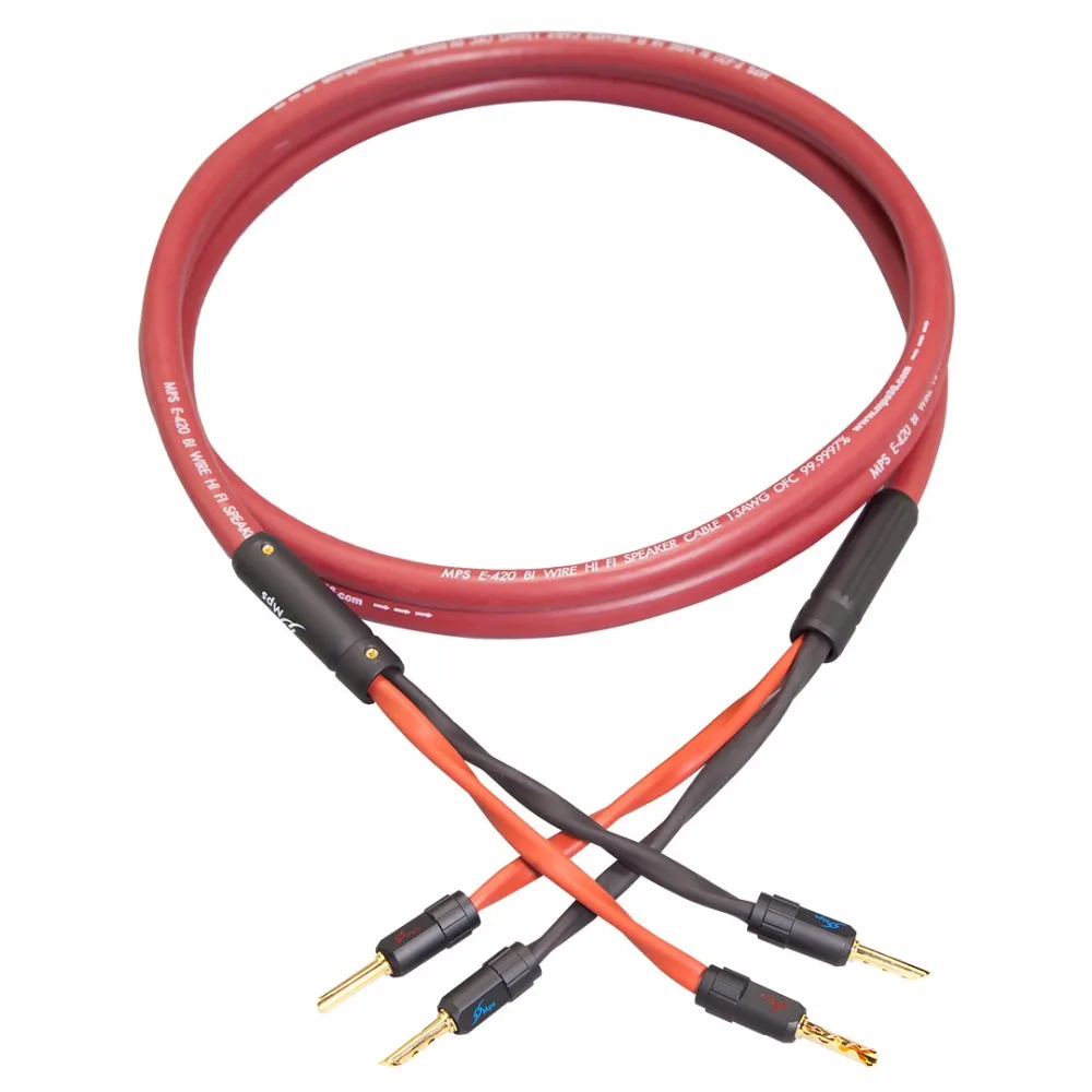 

MPS E-420SP HiFi 99.9997% OFC 24K Gold Plated banana speaker connector plug Bi wire speaker audio cable amplifier