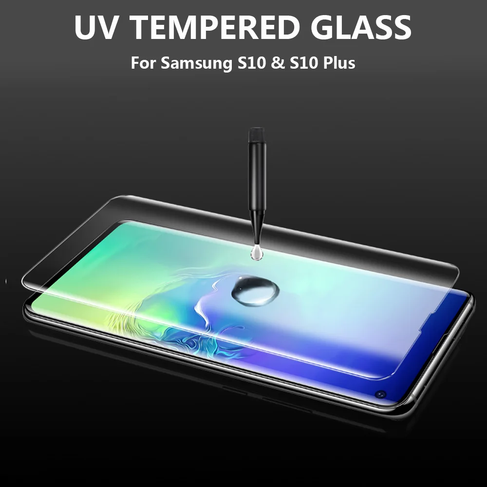 10D УФ нано жидкое закаленное стекло для Samsung Galaxy S7 EDGE S8 S9 S10 PLUS Note 8 9 полное покрытие