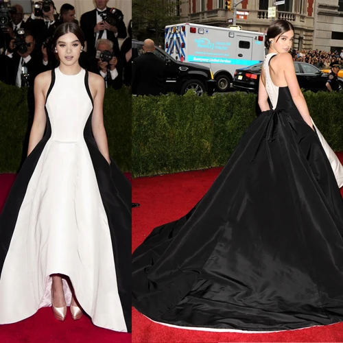 

A-line O-neck celebrity evening dress with pocket of Hailee Steinfeld