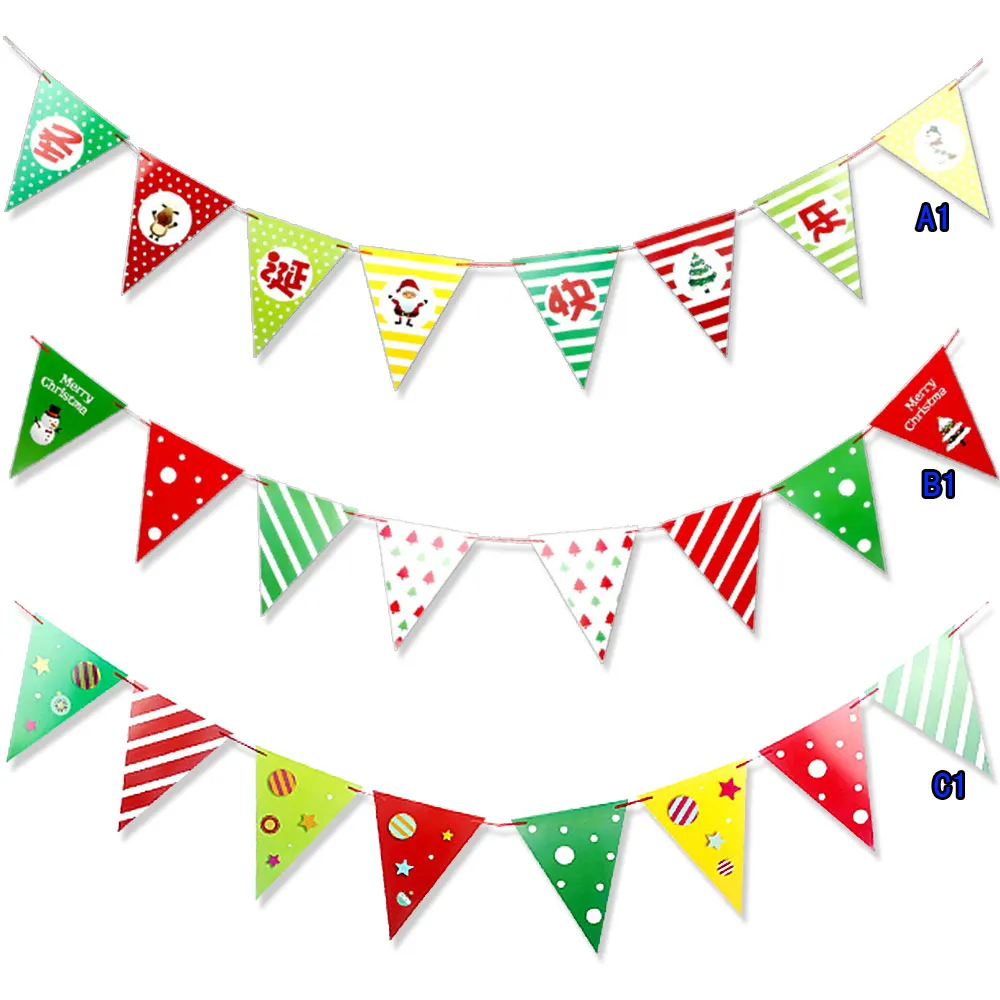

Christmas Paper Triangle Flag Flag Hanging Flag Banner Party Decoration Bunting Letter Pull Flag