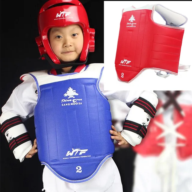 High quality taekwondo chest guard durable Reversible red blue adult