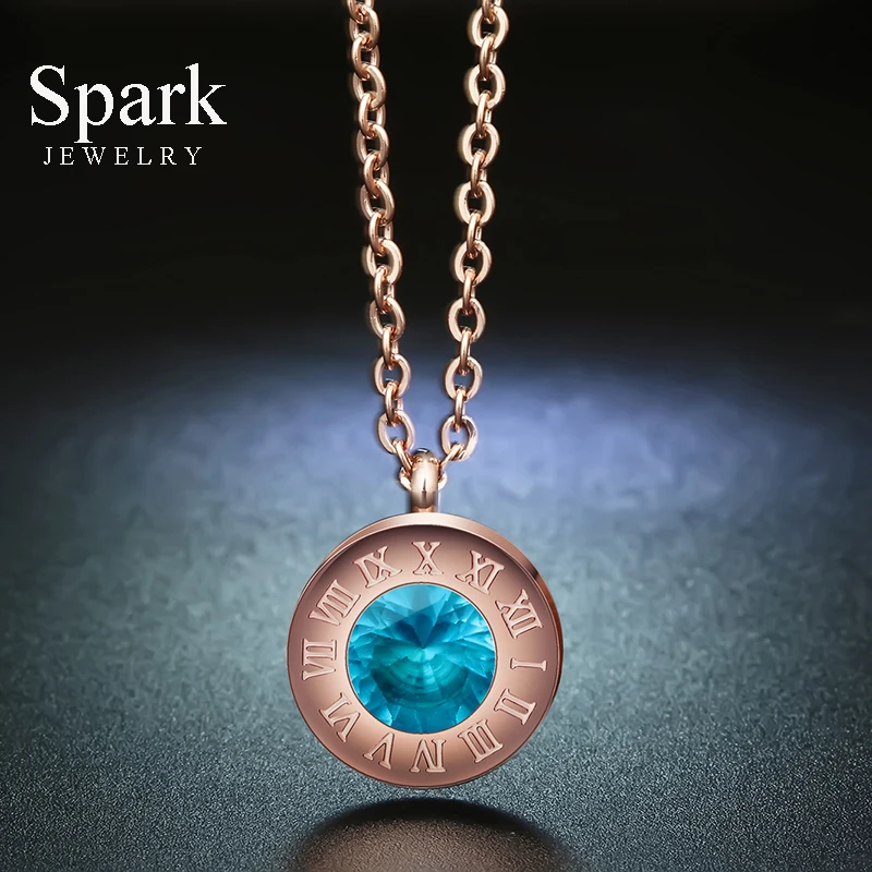 SPARK Jewelry Women Crystal Necklace Stainless Steel Interchangeable CZ