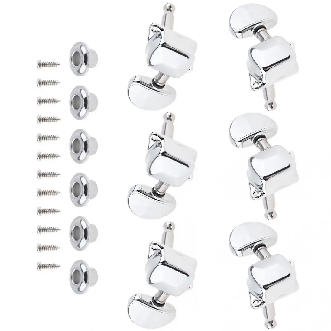 

6pcs/lot Chrome Guitar Tuning Pegs 3R+3L Semi-closed Semicircle Machine Heads Tuners for Acoustic Folk Guitar