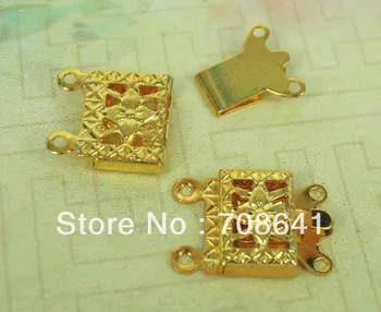 

7x10mm New Style Golden tone 2 strand Flower Filigree Rectangle Insert Box Clasp Repair Clasps Jewelry Findings Bulk Wholesale