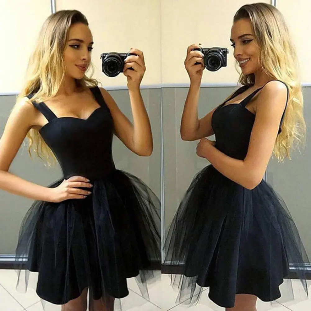 2019 summer New Women strap Sleeveless Evening Party tulle Dress Short Mini Dress elegant female solid ball gown short dresses 2019 summer New Women strap Sleeveless Evening Party tulle Dress Short Mini Dress elegant female solid ball gown short dresses