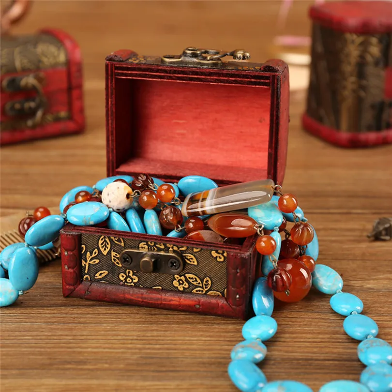 Jewelry Storage Box Vintage Wood Handmade Box With Mini Metal Lock For Storing Jewelry gift boxs Storage  #4m29 (11)