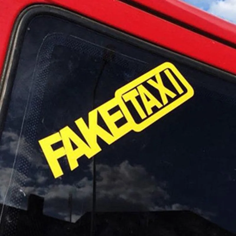 2Pcs FAKE TAXI Car Sticker Decal Emblem Self Adhesive Vinyl Stickers for Car Van Car Styling