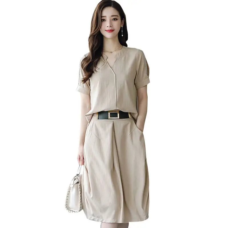 

2019 New Summer Women Casual Solid Sets Female Short Sleeve + Wide Leg Pants Suits Ladies Cotton And Linen Two Pieces Set F45